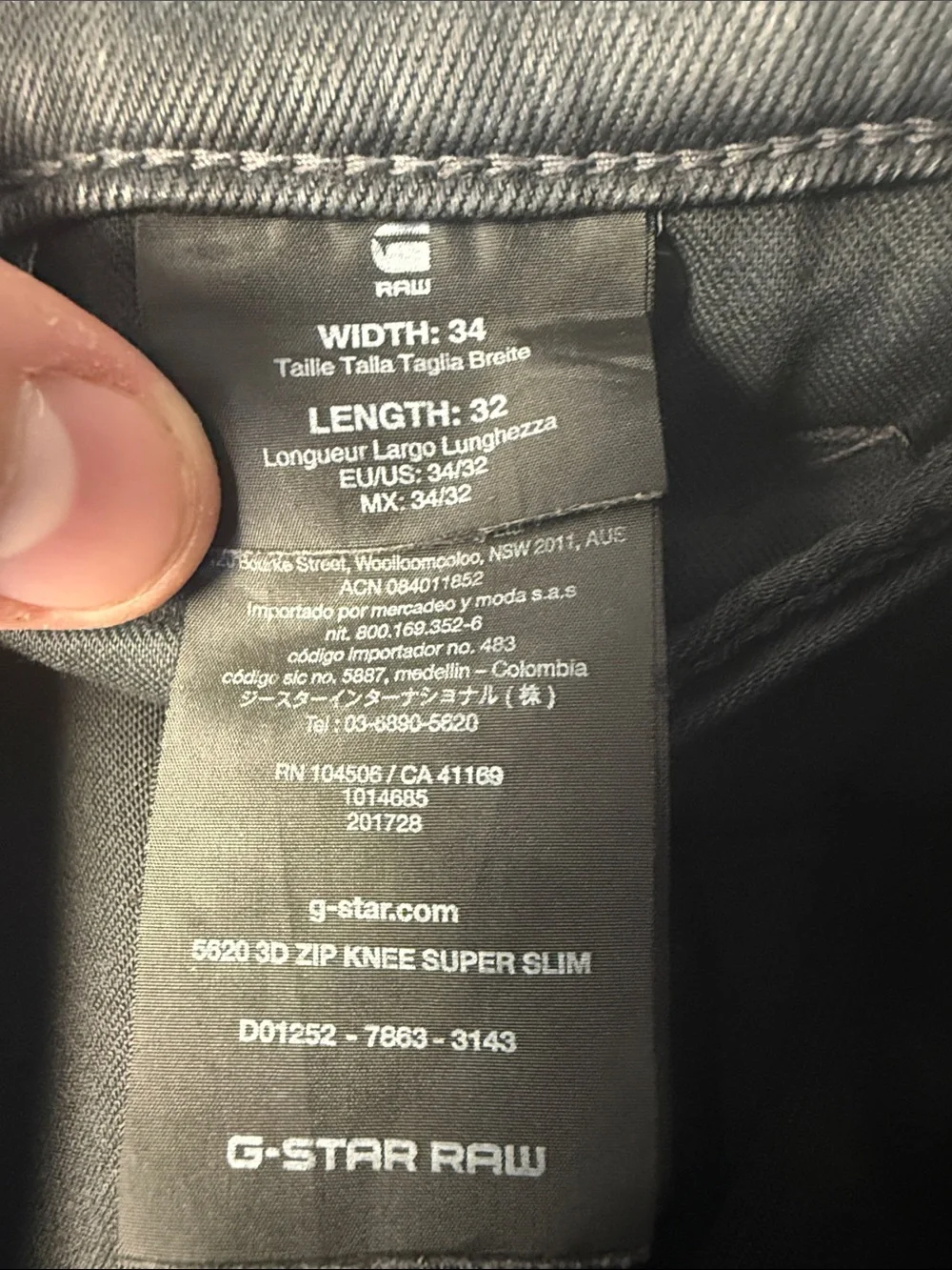 G-Star Raw 5620 3D Zip Knee Super Slim Jeans Gray 34x32 Stretch